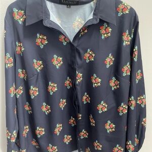 Eloquii  Navy Floral Button-Up Blouse size 20 NWOT